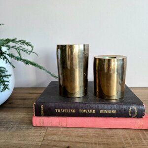 Set of 2 Midcentury Modern brass candleholder